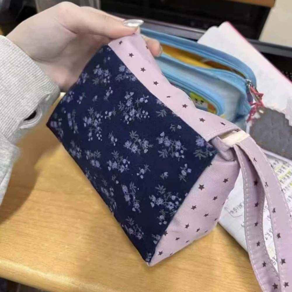 Korean Lifestyle & Kids Boutique Photos - Purple Print Floral Makeup Bag Star