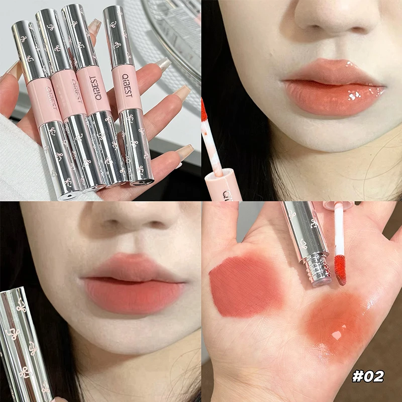 Lip Tint Korean - QIBEST Double Ended Lip Glaze Lasting