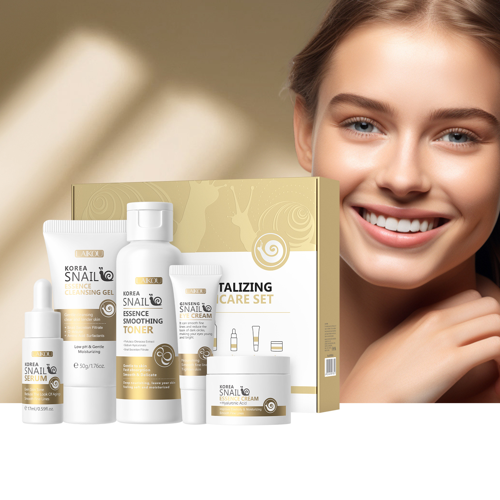Korean Skincare Routine - 5pcs Boxed Korea Snail Skin Care