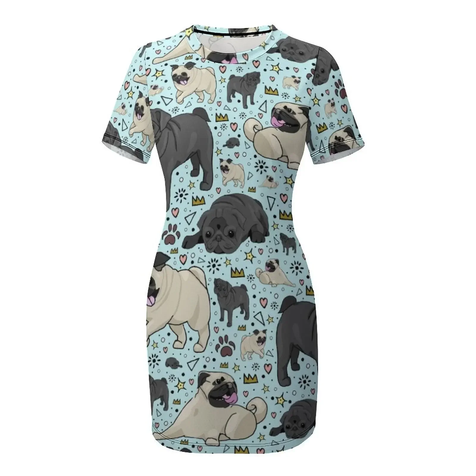 Pug Life Short-Sleeved Dress b - đánh giá và giá Korean Lifestyle Trends