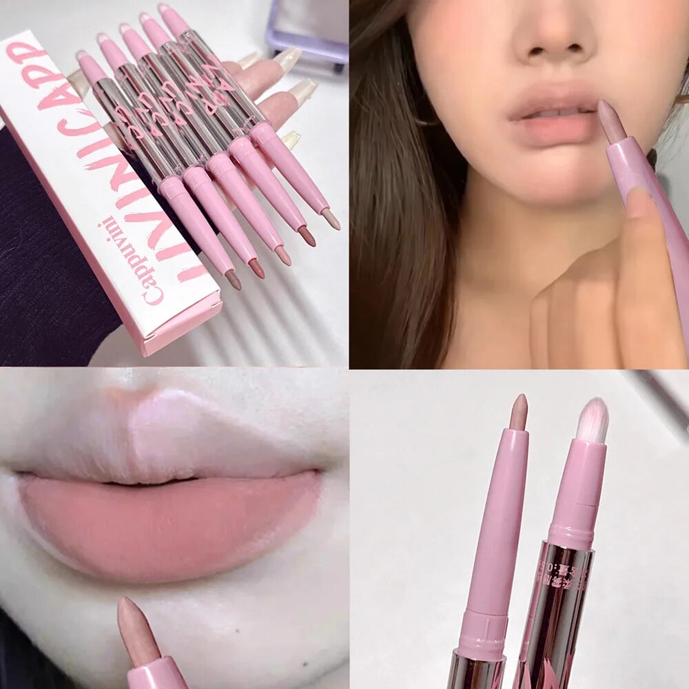 Nude Lip Liner with Lip Brush  - đánh giá và giá Lip Tint Korean