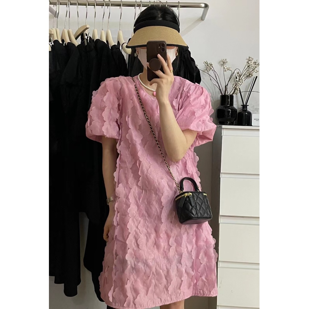 Floral Bubble Sleeve Dress Kor - đánh giá và giá Lifestyle Of Korean