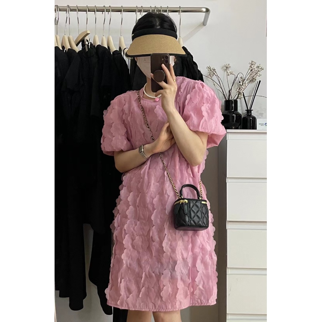 Floral Bubble Sleeve Dress Kor - đánh giá và giá Lifestyle Of Korean