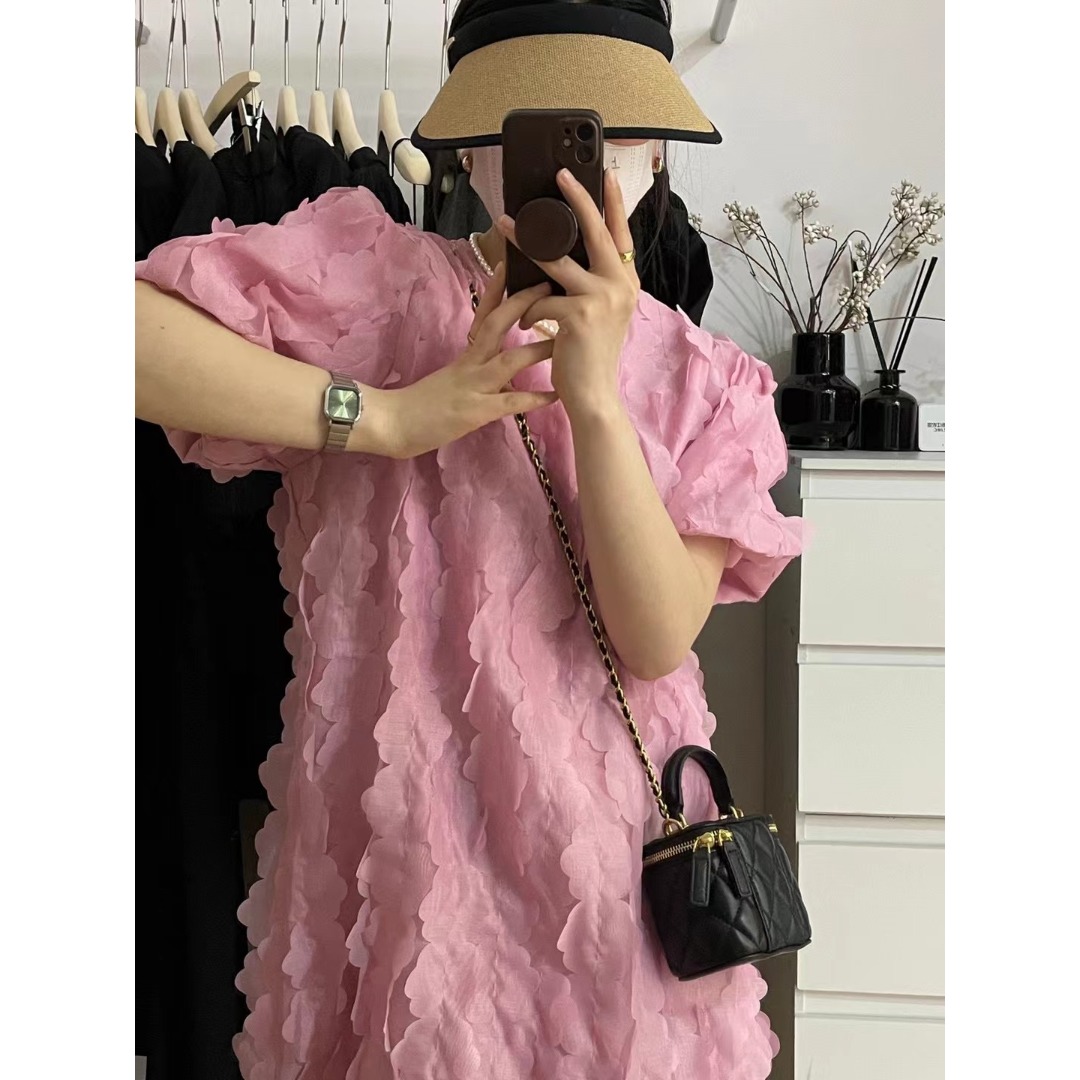 Floral Bubble Sleeve Dress Kor - đánh giá và giá Lifestyle Of Korean