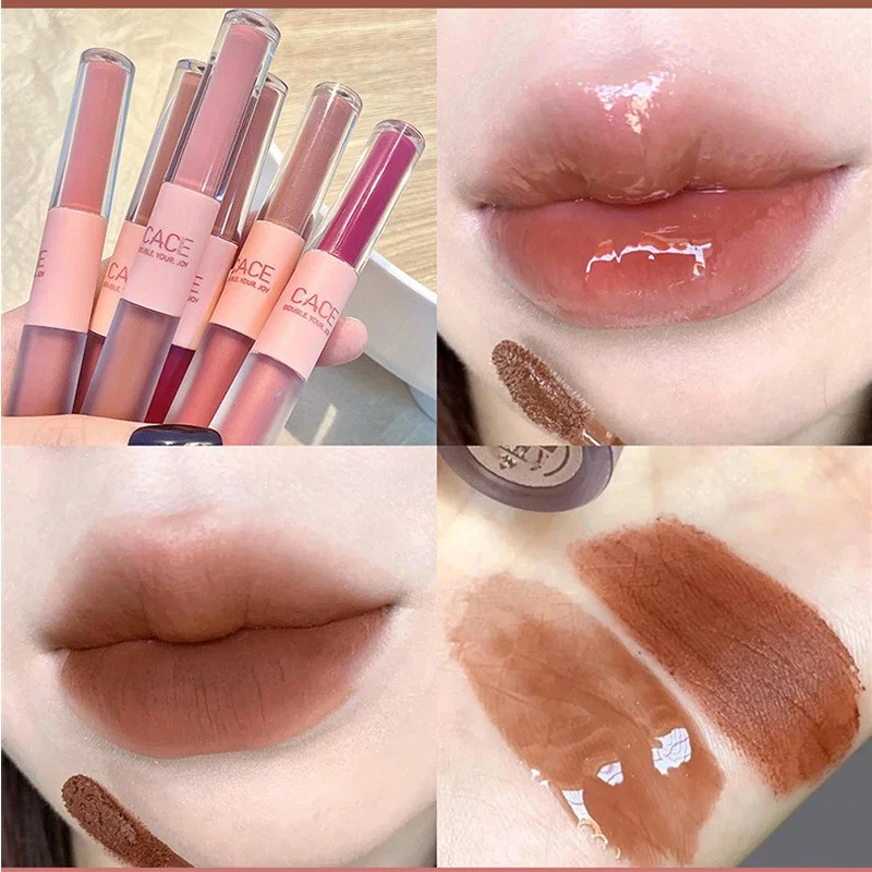 Double Head Lip Gloss Matte Ve - đánh giá và giá Lip Tint Korean