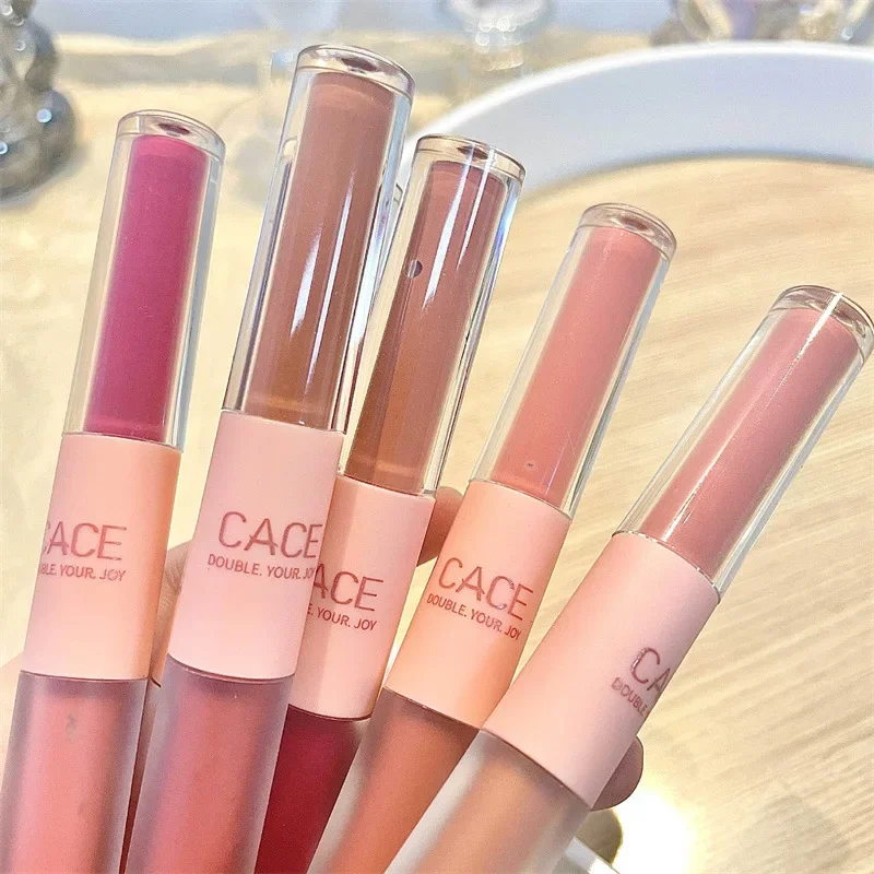 Double Head Lip Gloss Matte Ve - đánh giá và giá Lip Tint Korean